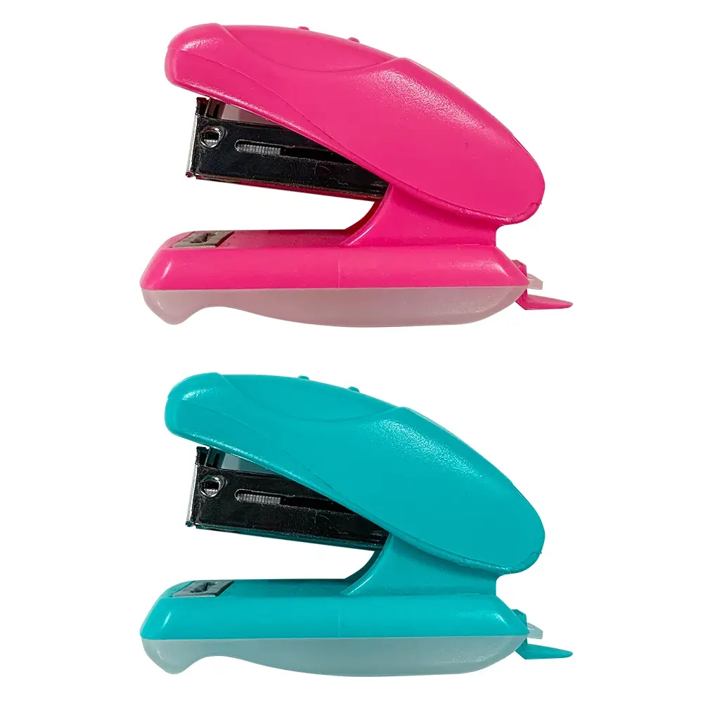 Kit Grampeador Mini B5101 - 26/6 - 18 Folhas - Plástico + Grampos -Cores sortidas - Cartela C/2 peças - Bazze - Imagem 3