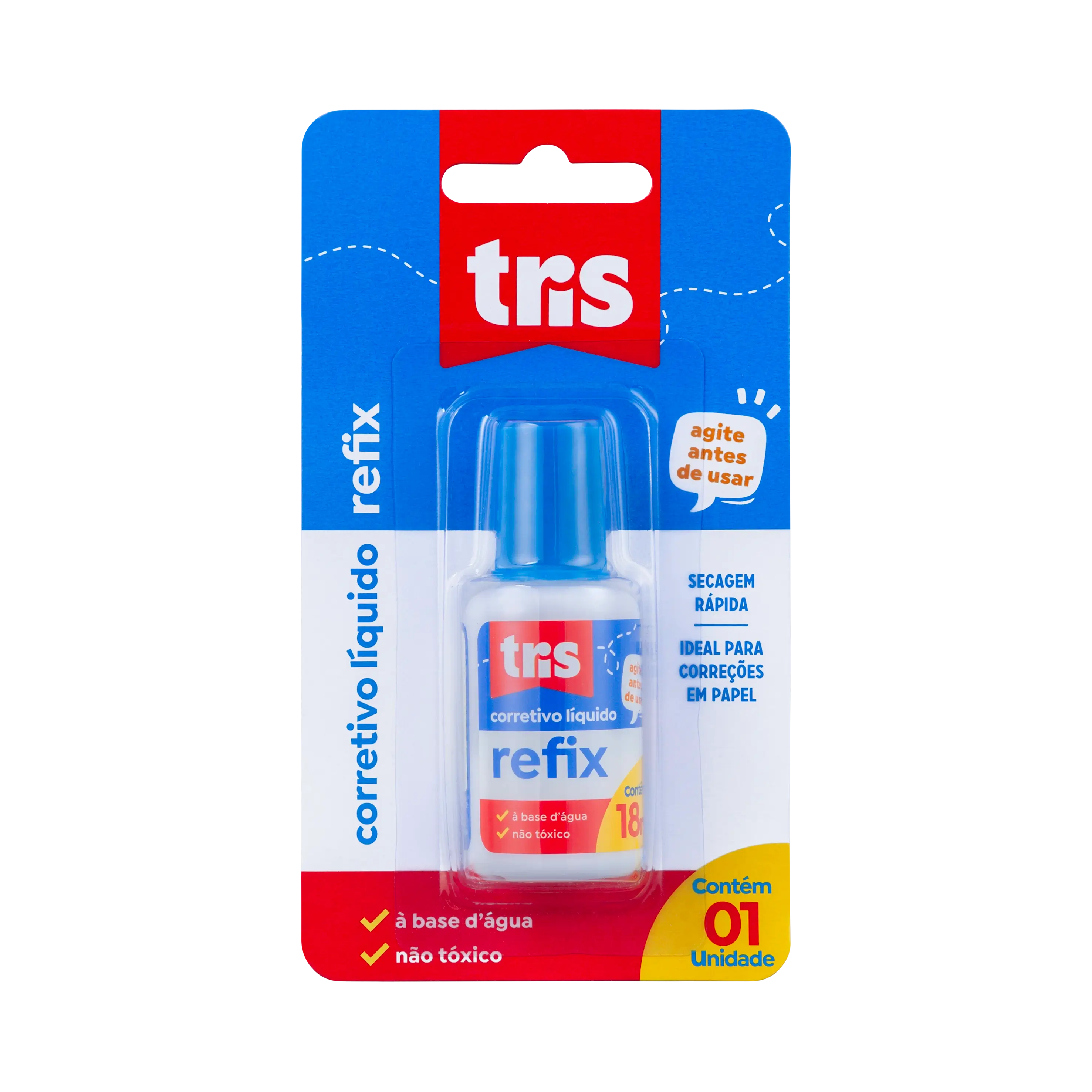 Corretivo Líquido Refix - 18ml - Cartela C/1 un - Tris - Imagem 1