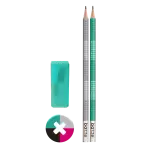 Conjunto Tabuada - 2 Lápis preto + Apontador com depósito + Borracha - Cartela C/4 peças - Bazze - Thumbnail 4