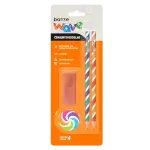 Conjunto Wave - 2 Lápis preto + Apontador com depósito + Borracha-Cartela C/4 peças - Bazze - Thumbnail 2