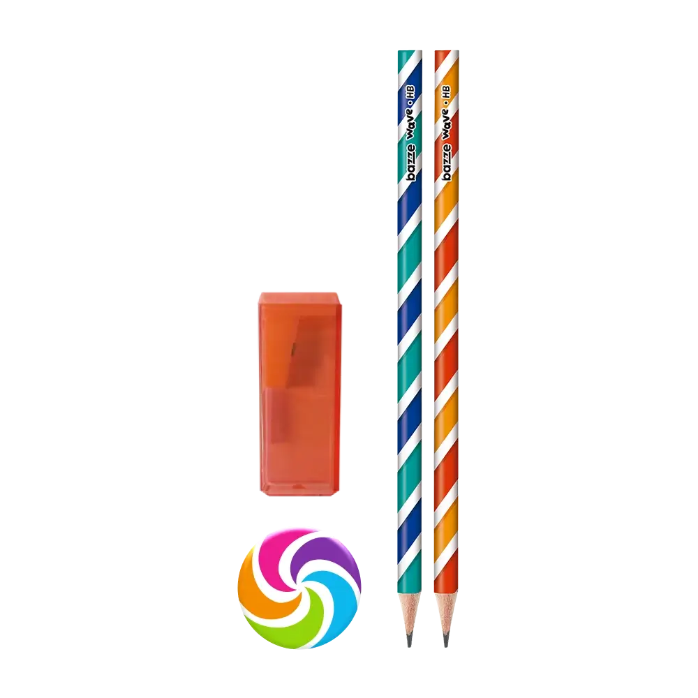 Conjunto Wave - 2 Lápis preto + Apontador com depósito + Borracha-Cartela C/4 peças - Bazze - Imagem 4