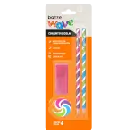 Conjunto Wave - 2 Lápis preto + Apontador com depósito + Borracha-Cartela C/4 peças - Bazze - Thumbnail 1