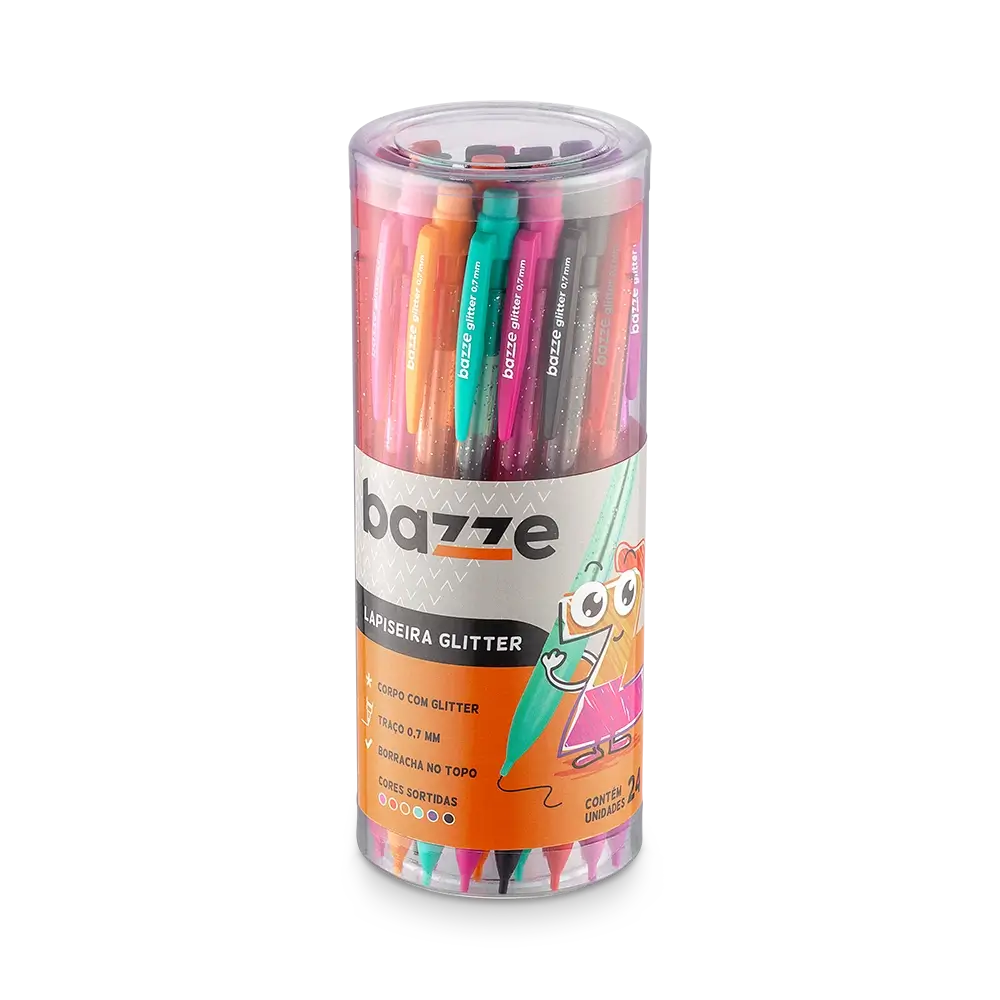 Lapiseira Glitter - 0.7mm - Pote 24 un - Bazze - Imagem 1