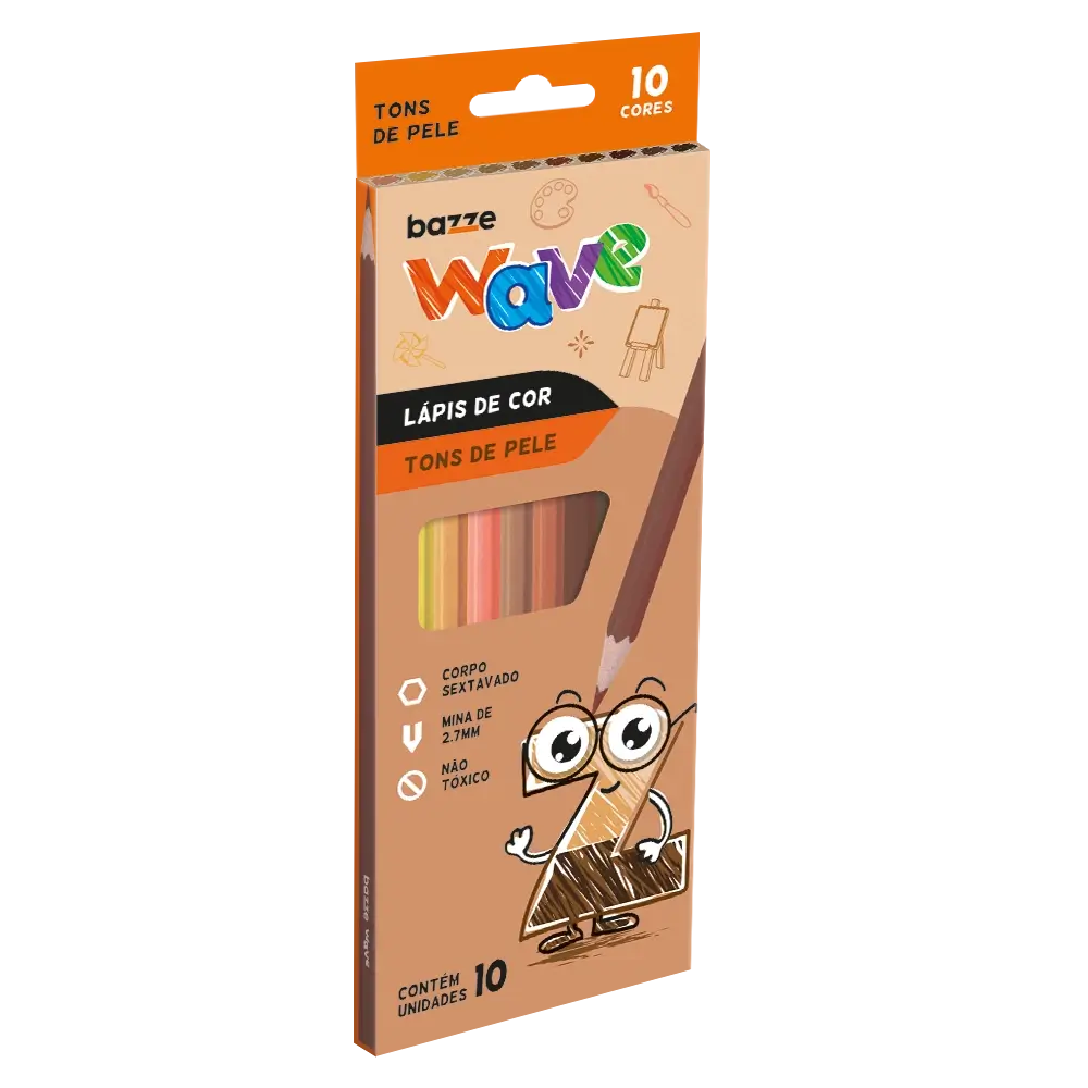 Lápis de Cor Wave Tons de Pele - 10 cores - Bazze - Imagem 1