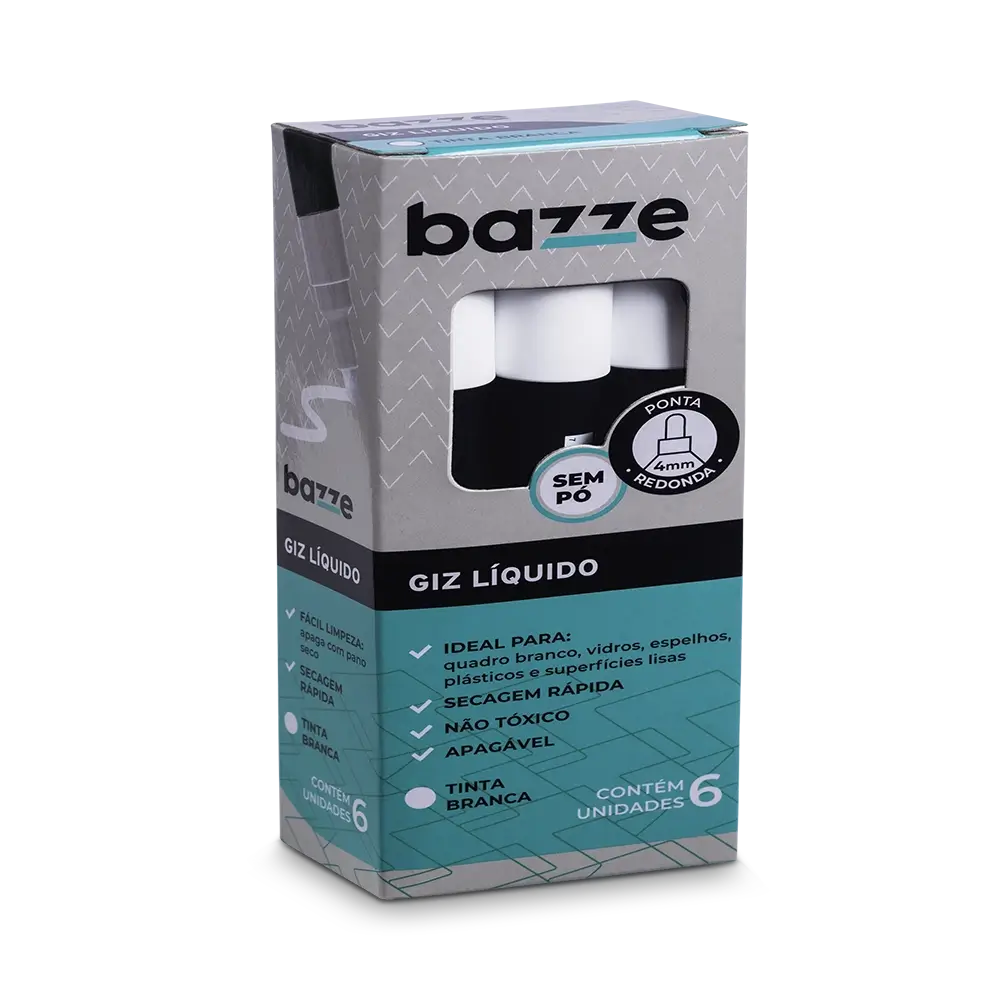 Giz Líquido Branco - Caixa C/6 un - Bazze - Imagem 1