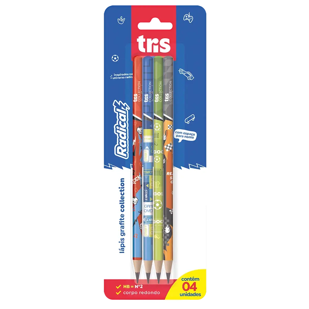 Lápis Grafite Collection Radical - HB - Cartela C/4 un - Tris - Imagem 1