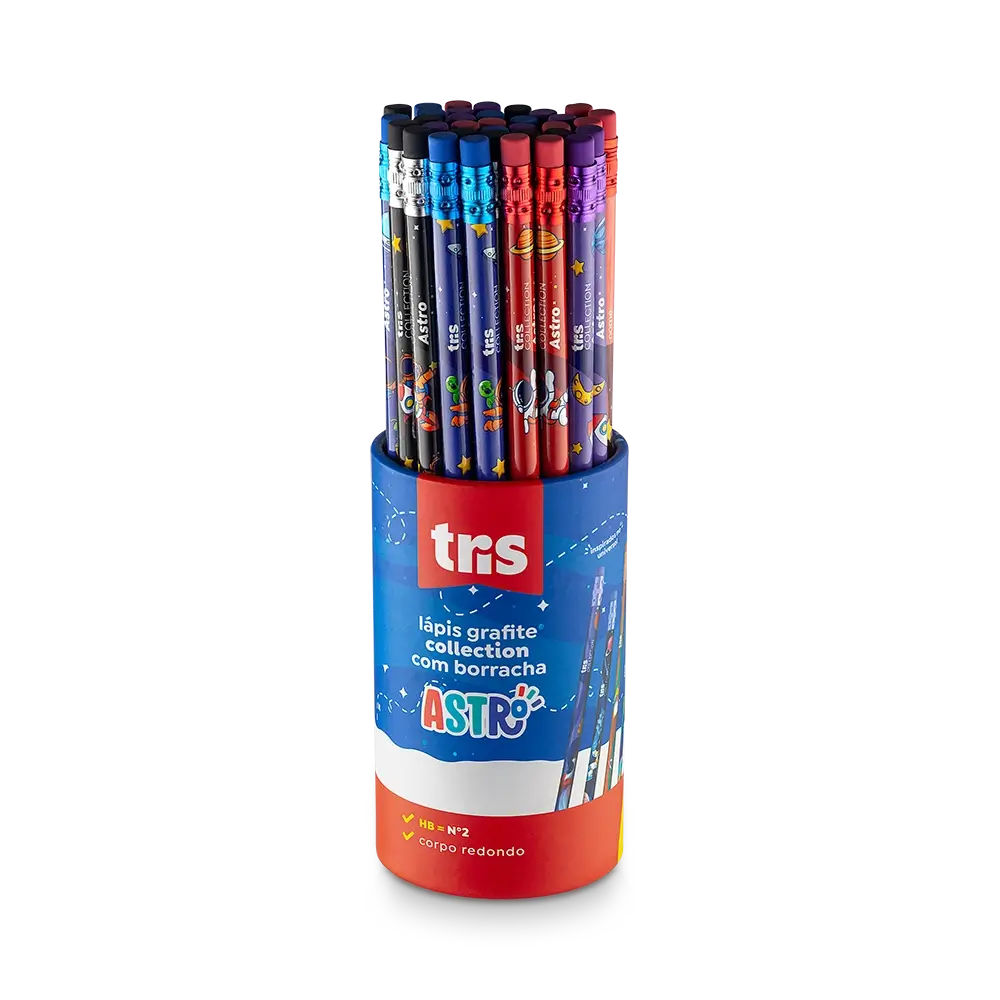 Lápis Grafite com Borracha Collection Astro - HB - Pote C/36 un - Tris - Imagem 1