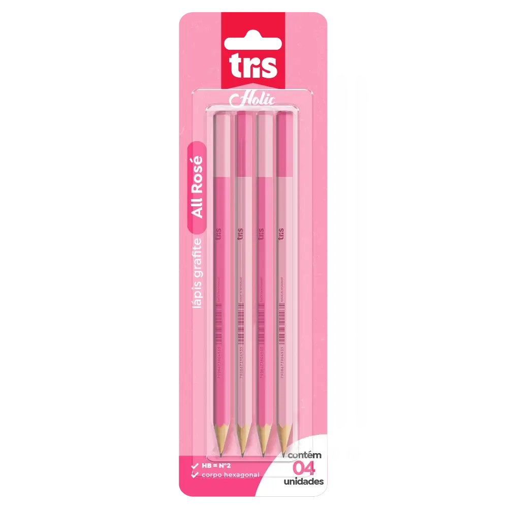 Lápis Grafite Holic All Rosé - HB - Cartela C/4 un - Tris - Imagem 1