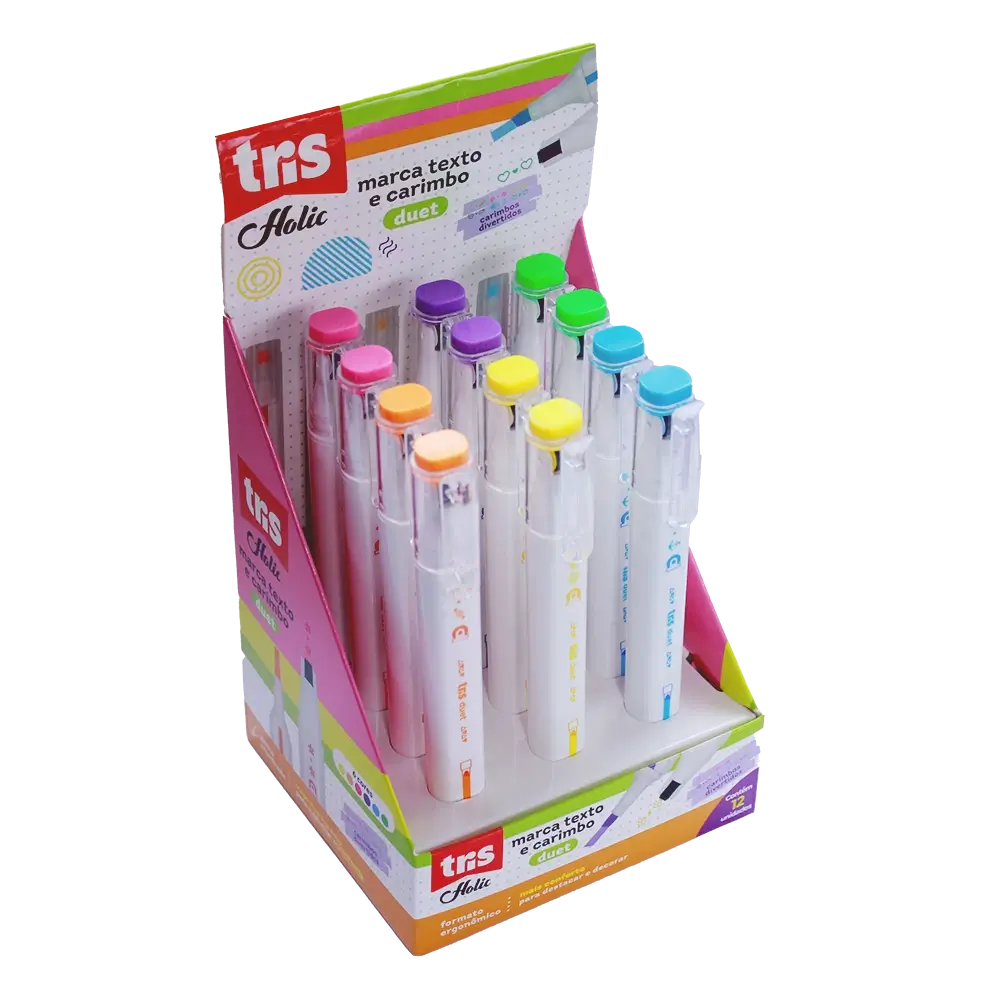 Marca-Texto com Carimbo Roller Duet Holic Pop - Display C/12 un - Tris - Imagem 1