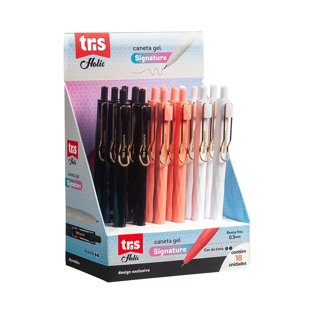 Caneta Gel Signature Holic Fancy - 0.5 - Display 18 un - Tris - Imagem 1