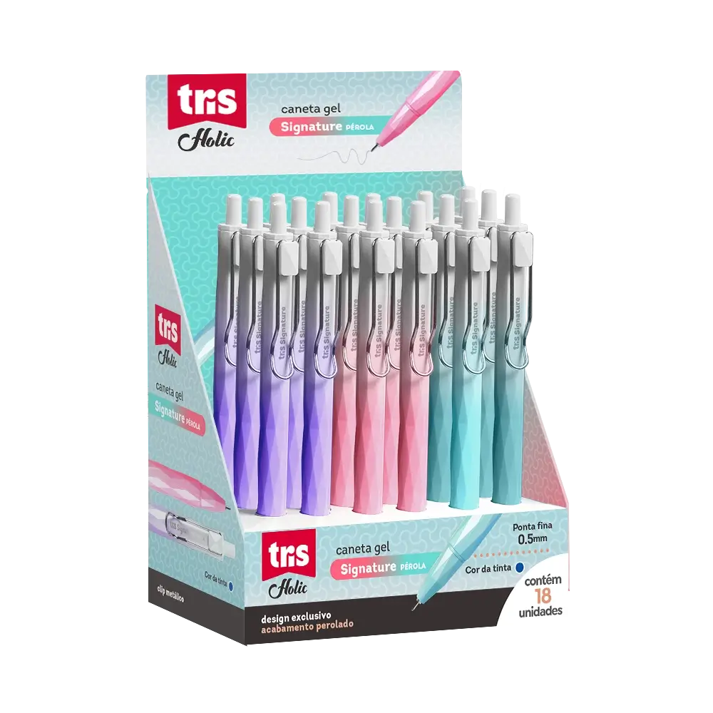 Caneta Gel Signature Degrade Holic Fancy - 0.5mm - Display 18 un - Tris - Imagem 1