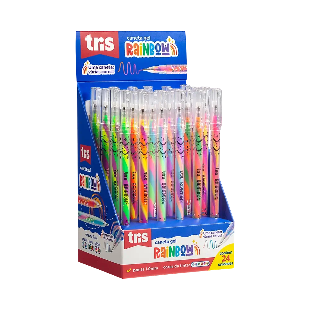 Caneta Gel Rainbow - 1.0mm - Display C/24 un - Tris - Imagem 1