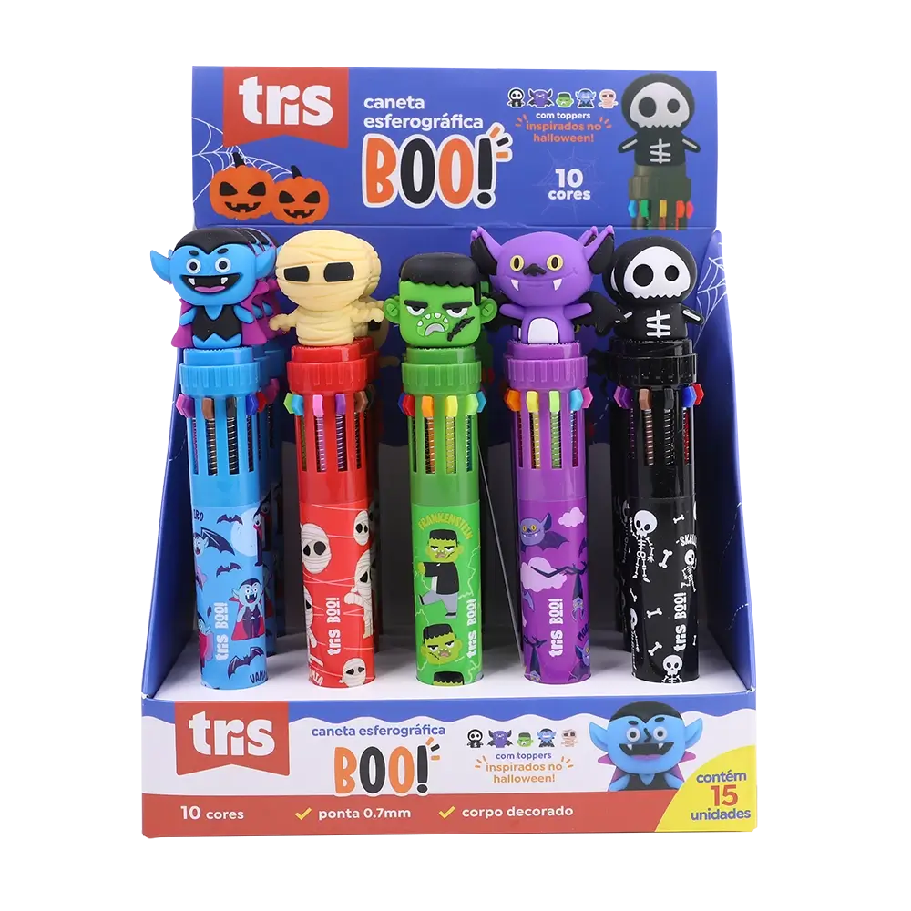 Caneta Esferográfica Boo - 10 Cores - 0.7mm - Display 15 un - Tris - Imagem 2