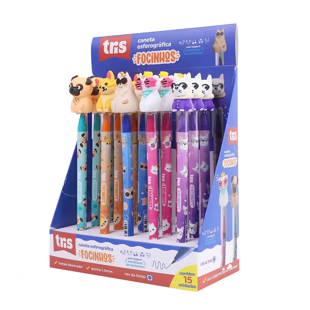 Caneta Esferográfica Focinhos - 1.0mm - Display 15 un - Tris - Imagem 1