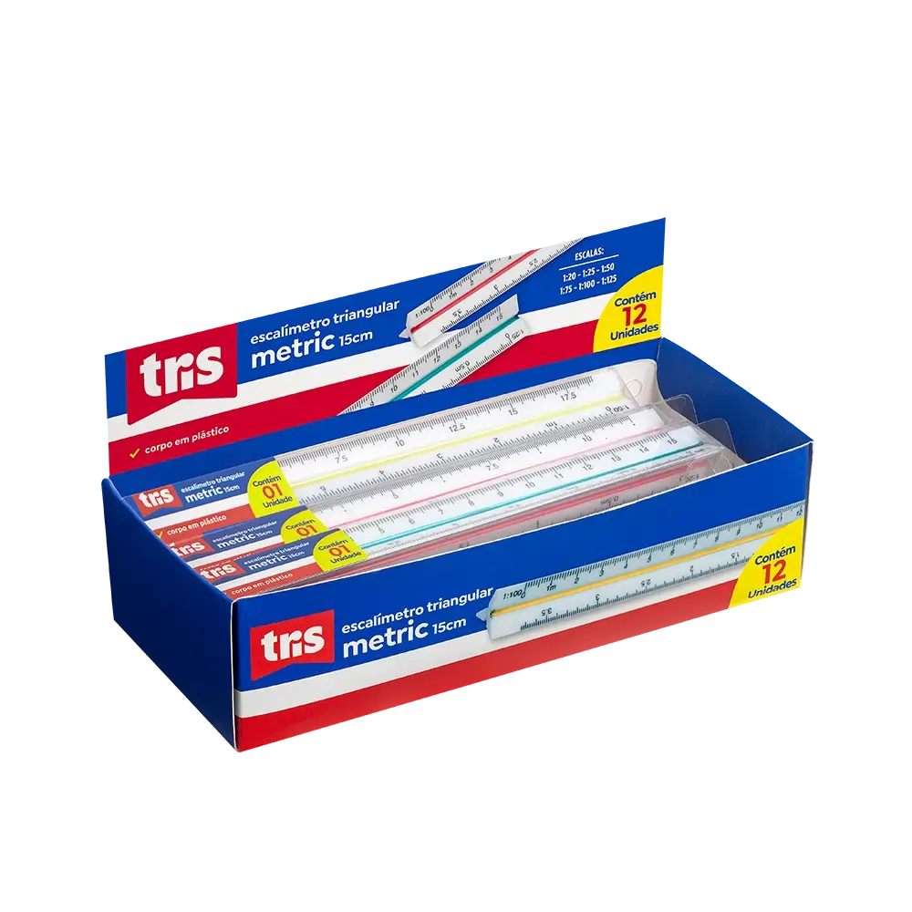 Escalímetro Metric - 15cm - Display C/12 un - Tris - Imagem 1