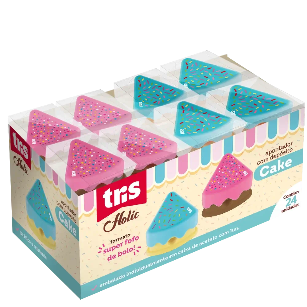 Apontador com Depósito Cake Holic Docinhos - Display C/24 un - Tris - Imagem 1