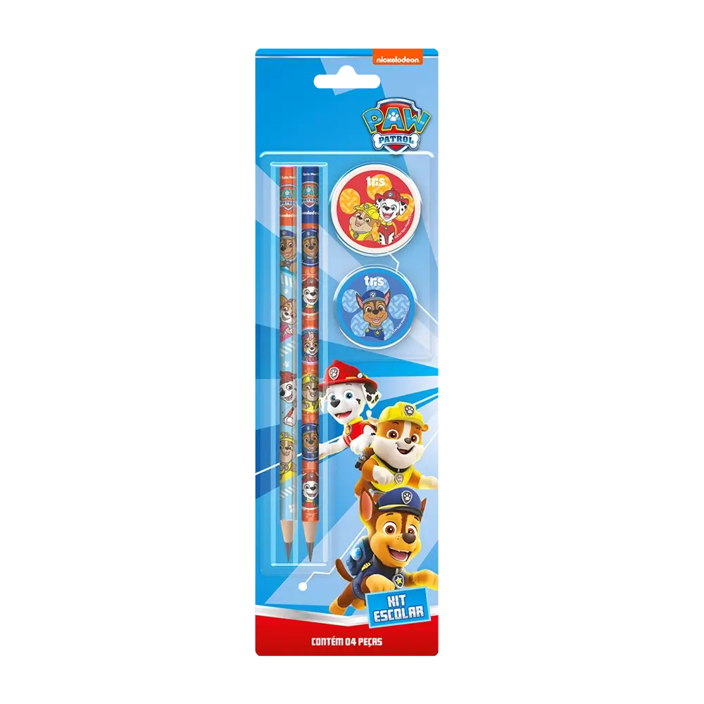 Kit Escolar - Cartela C/4 peças - Patrulha Canina - Imagem 1