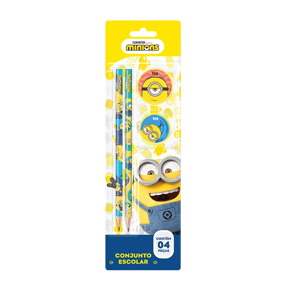 Kit Escolar - Cartela C/4 peças - Minions - Imagem 1