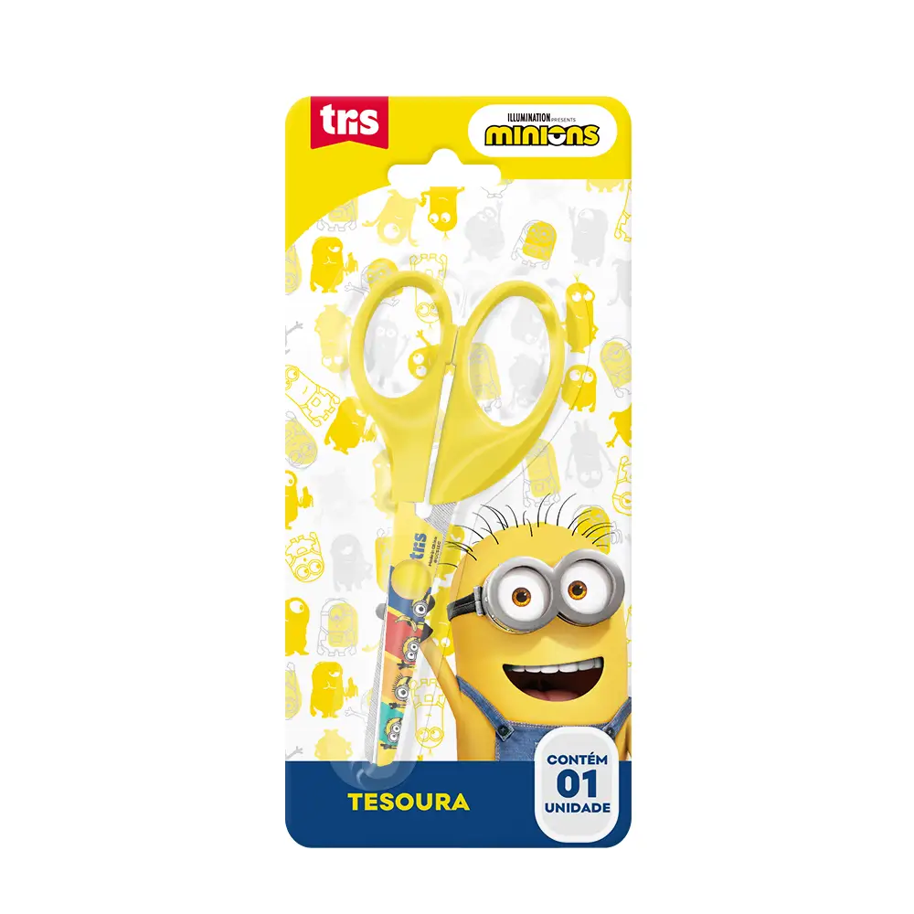 Tesoura Escolar - Lâmina Decorada - 13cm - Cartela C/1 un - Minions - Imagem 2