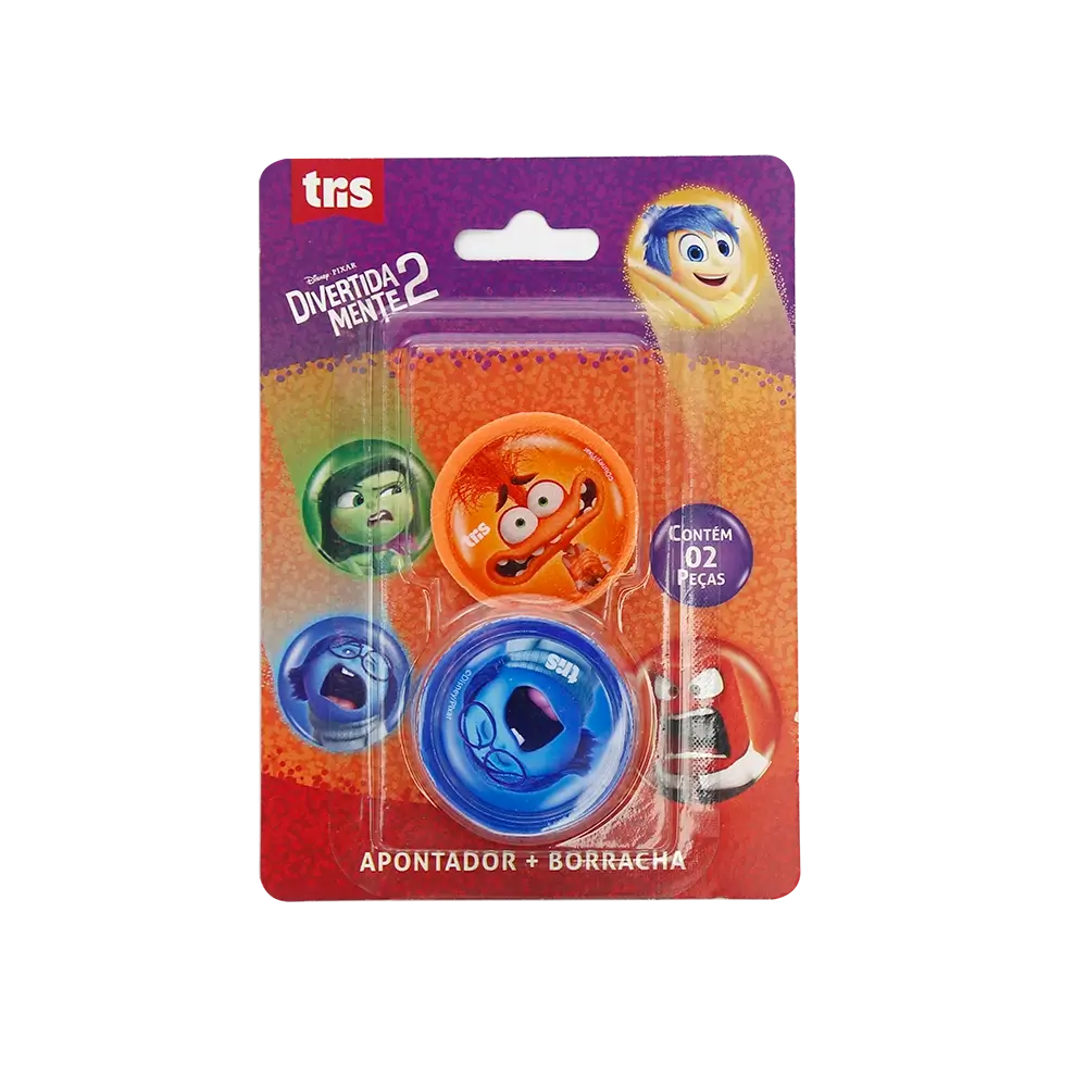 Kit Apontador com Depósito + Borracha - Cartela C/2 peças -Divertidamente - Imagem 2