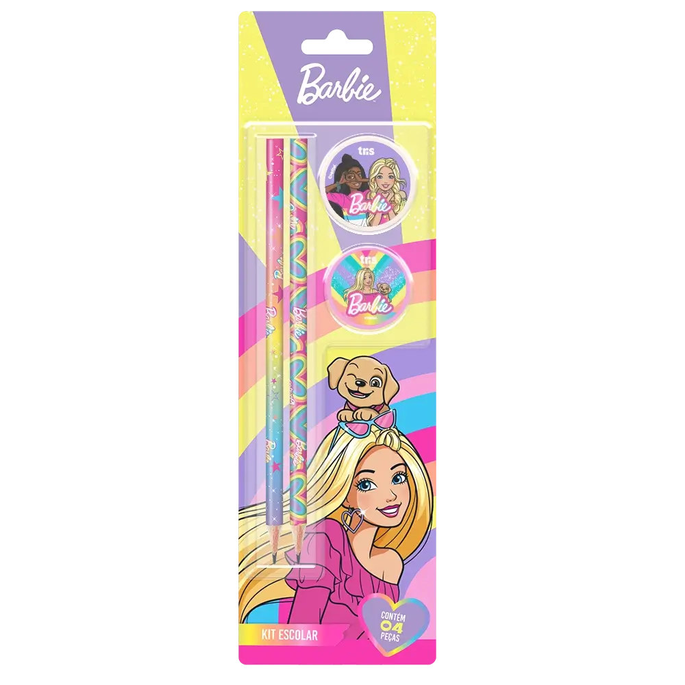 Kit Escolar - Cartela C/4 peças - Barbie - Imagem 1