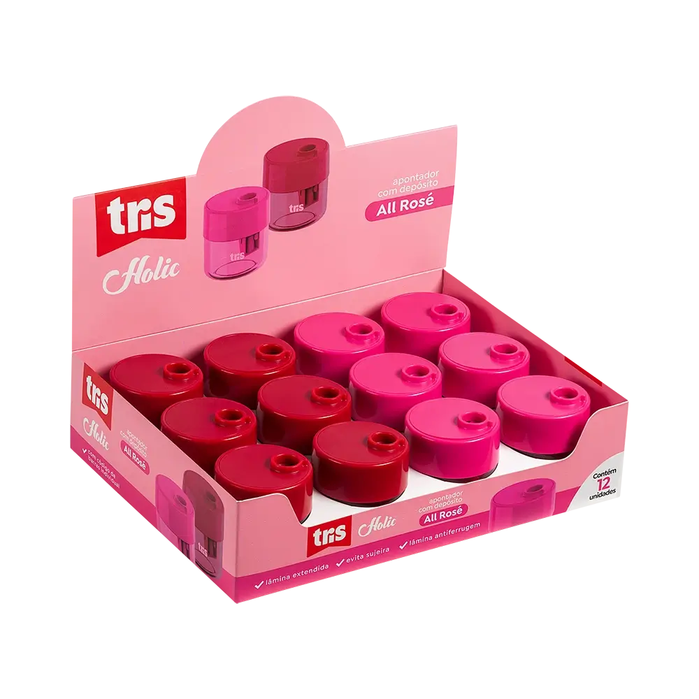 Apontador com Depósito Holic All Rosé - Display C/12 un - Tris - Imagem 1