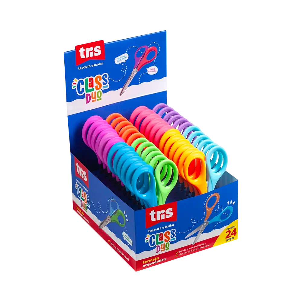 Tesoura Escolar Class - 13cm - Duo - Display C/24 un - Tris - Imagem 1
