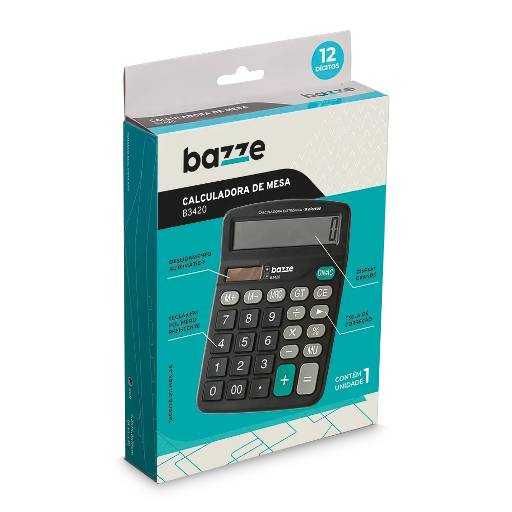 Calculadora de Mesa B3420 - Caixa C/1 un - Bazze - Imagem 1