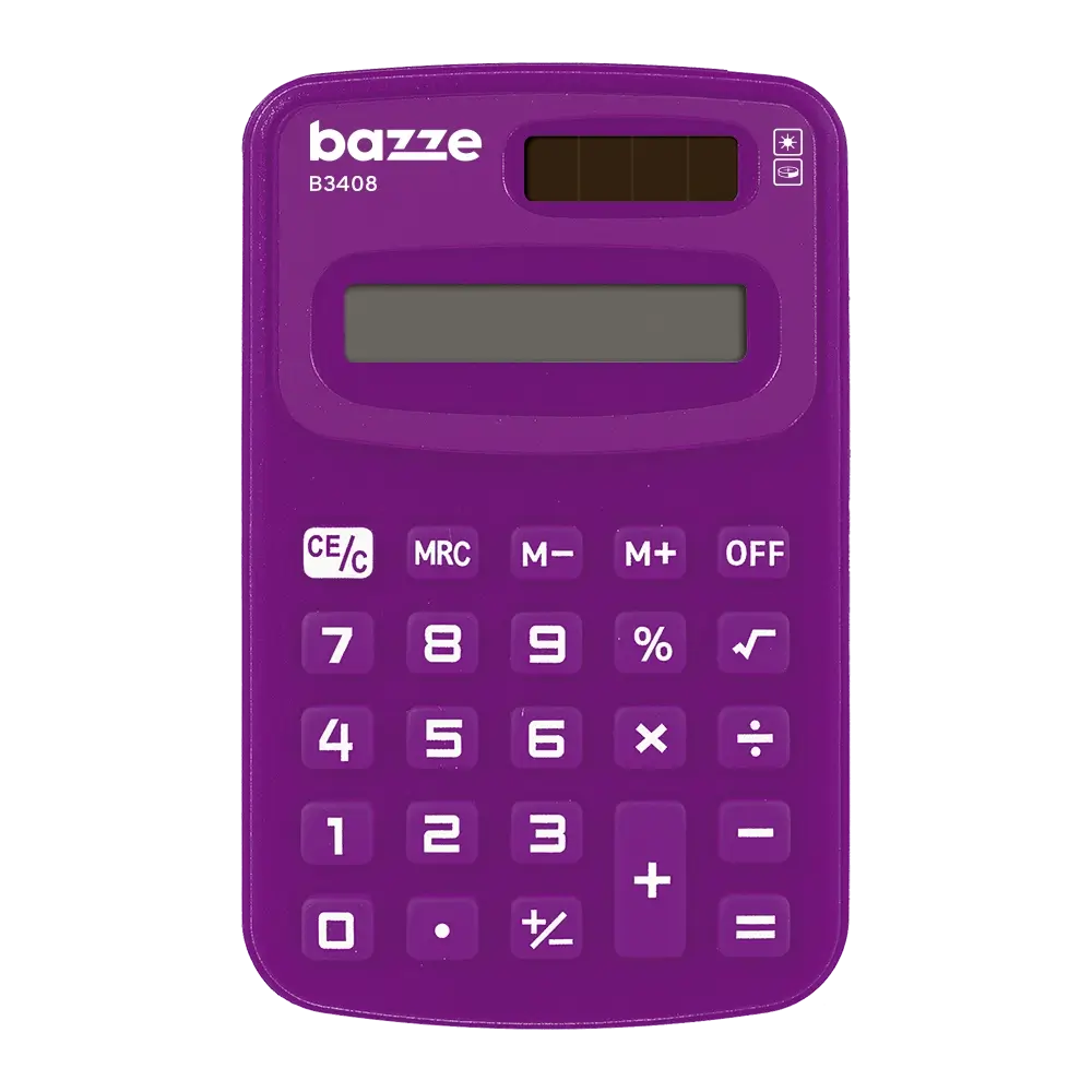 Calculadora de Bolso Mini B3408- Roxo - Cartela C/1 UN - Bazze - Imagem 2