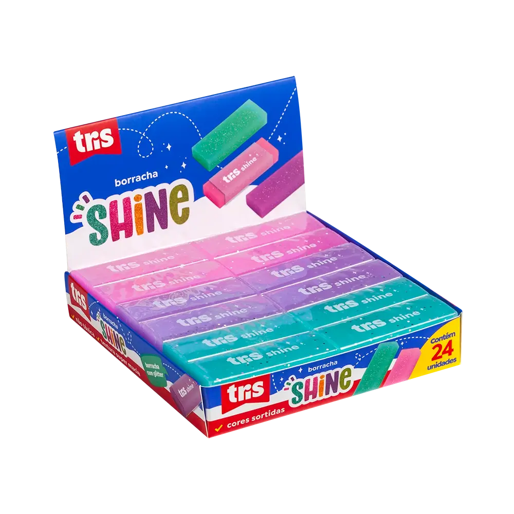 Borracha Shine - Cores Sortidas - Display C/24 un - Tris - Imagem 1