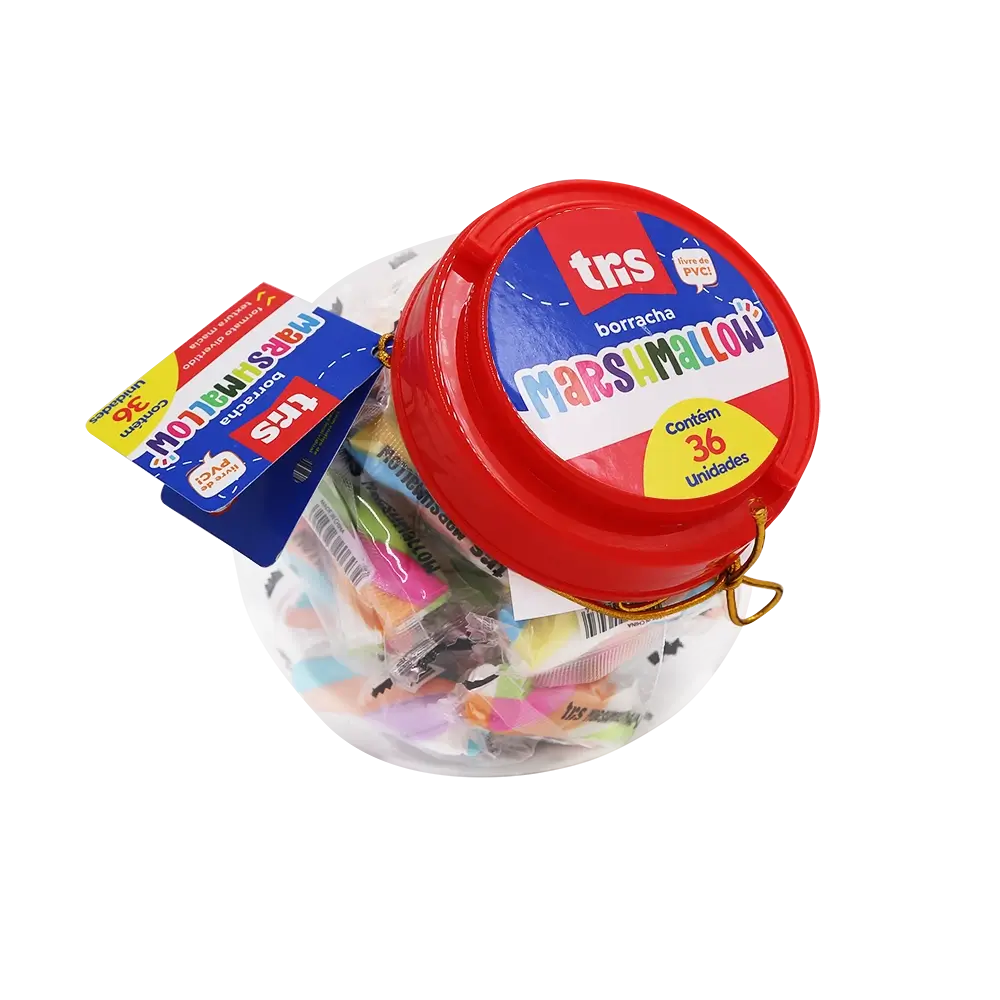 Borracha Marshmallow - Cores Sortidas - Pote C/36 un - Tris - Imagem 1