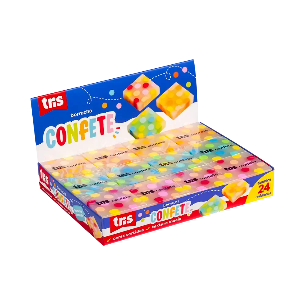 Borracha Confete - Cores Sortidas - Display C/24 un - Tris - Imagem 1