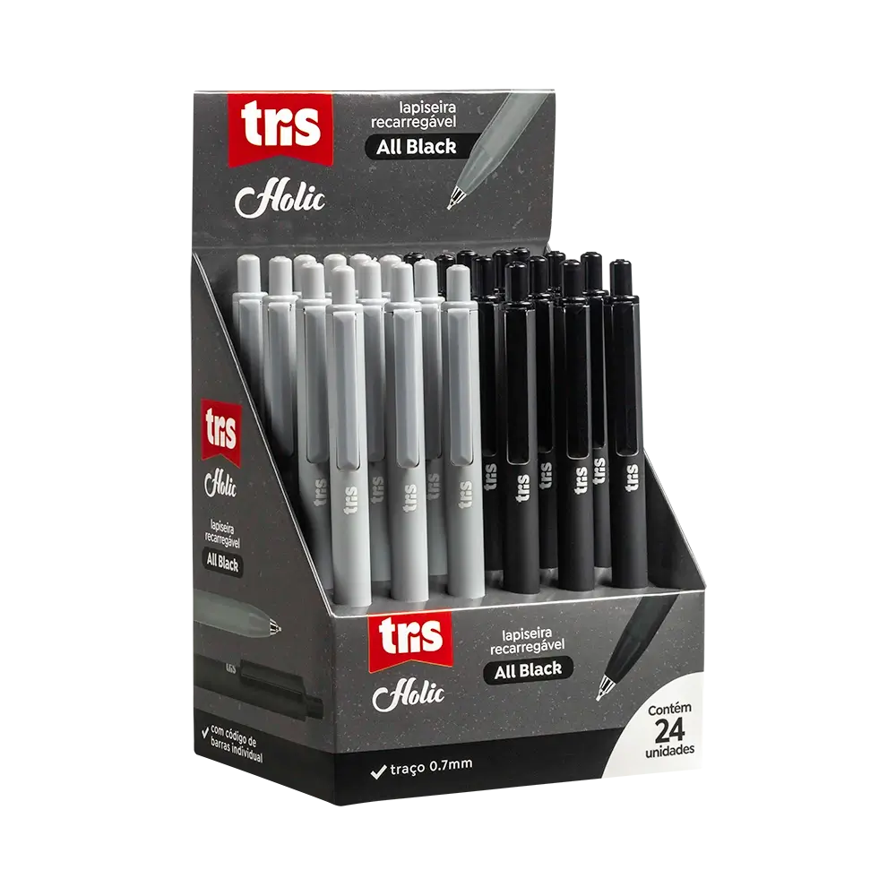 Lapiseira Holic All Black - 0.7mm - Display C/24 un - Tris - Imagem 1