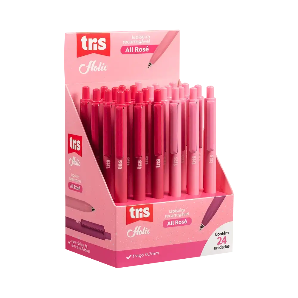Lapiseira Holic All Rosé - 0.7mm - Display C/24 un - Tris - Imagem 1