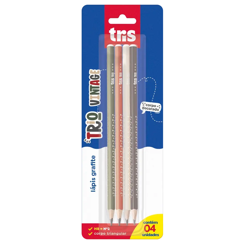 Lápis Grafite Trio Vintage - HB - Cartela C/4 un - Tris - Imagem 1