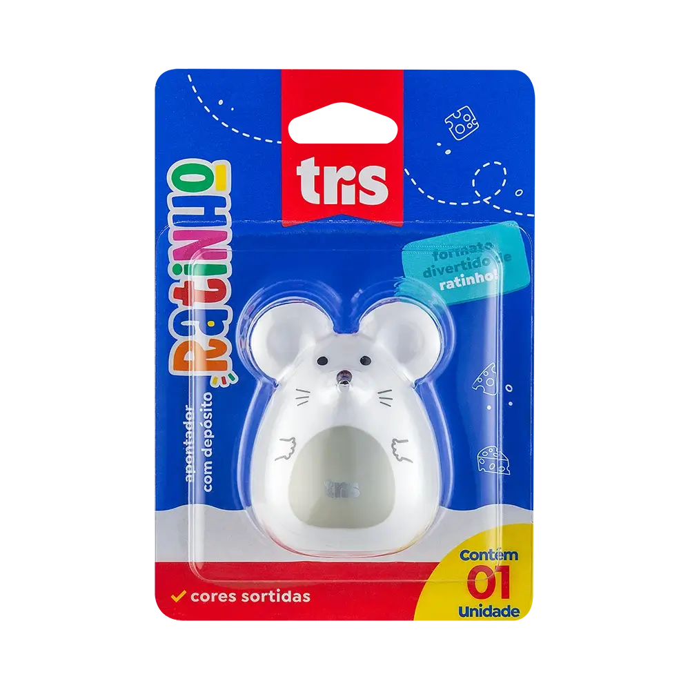 Apontador com Depósito Ratinho - Cores Sortidas - Cartela C/1 un - Tris - Imagem 1