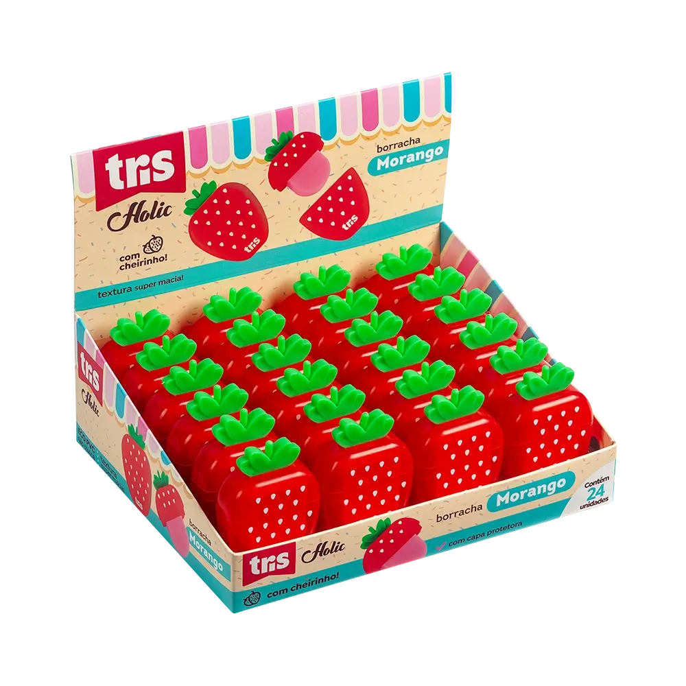 Borracha Morango Holic Docinhos - Display C/24 un - Tris - Imagem 1