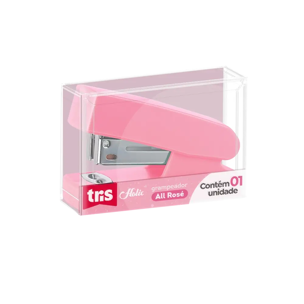 Grampeador Mini Holic All Rosé - 26/6 - 30 Folhas - Caixa C/1 un - Tris - Imagem 1