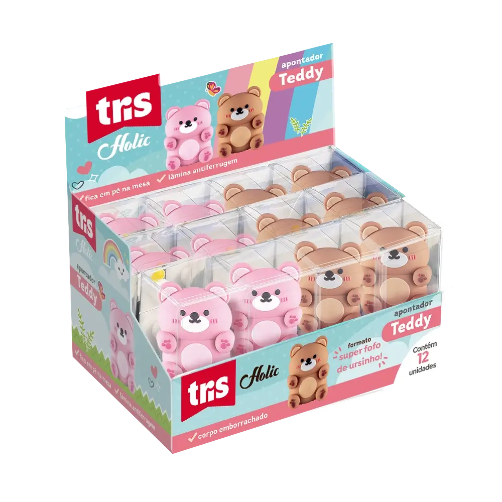 Apontador Teddy Holic Fofurices - Display C/12 un - Tris - Imagem 1