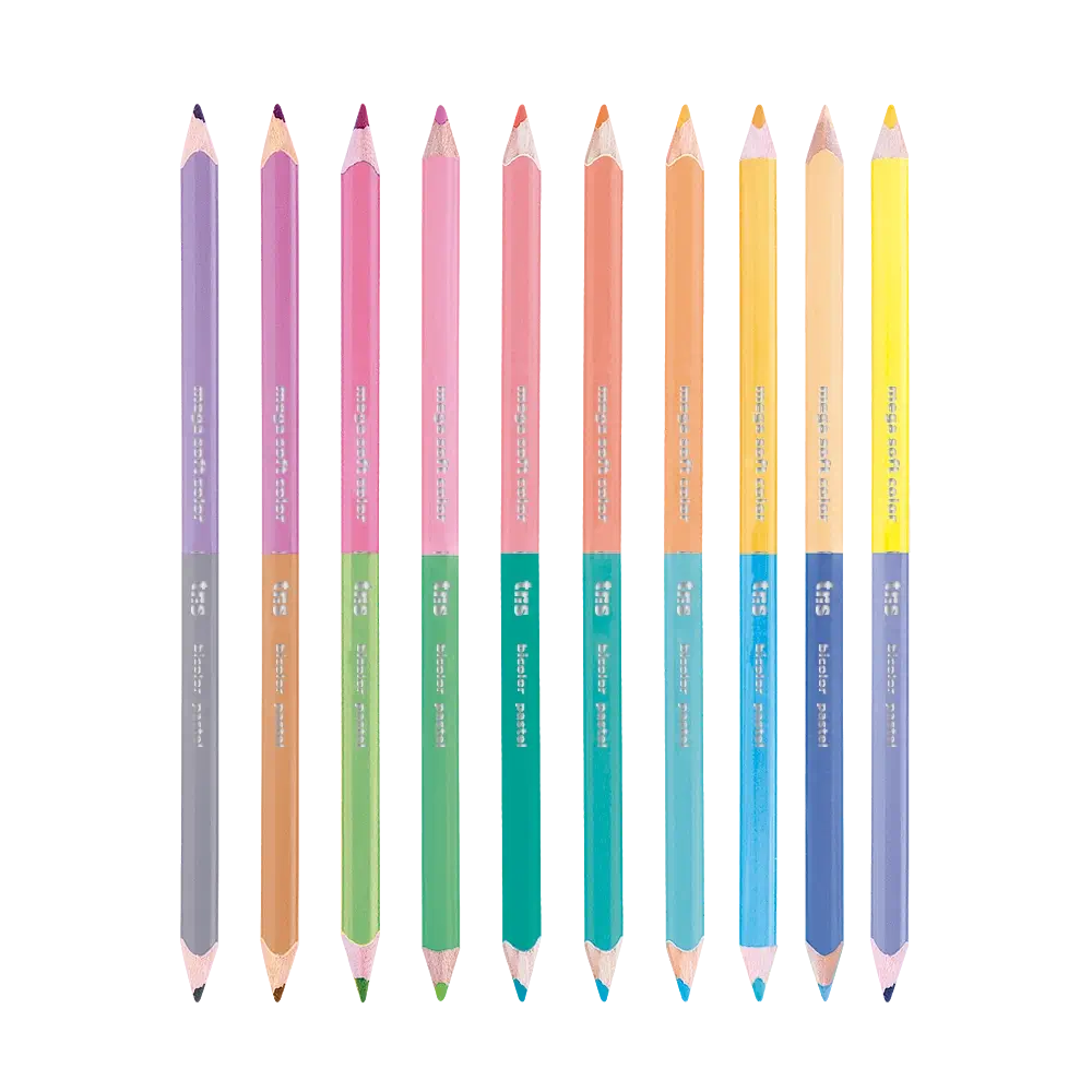 Lápis de Cor Ponta Dupla Pastel Mega Soft Color - Bicolor - 20 Cores -Tris - Imagem 2