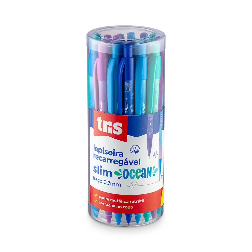 Lapiseira Slim Ocean - 0.7mm - Pote C/24 un - Tris - Imagem 1