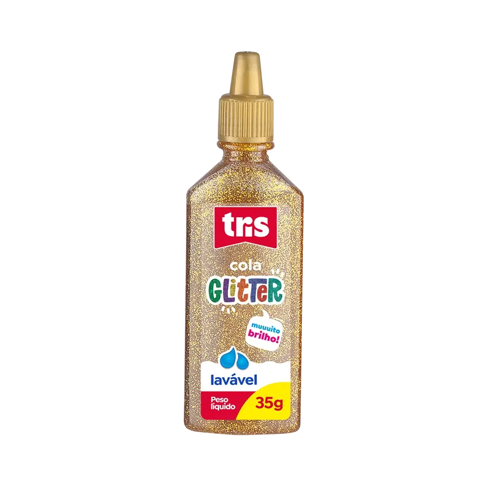 Cola Glitter - 35g - Shrink C/12 un - Ouro - Tris - Imagem 2