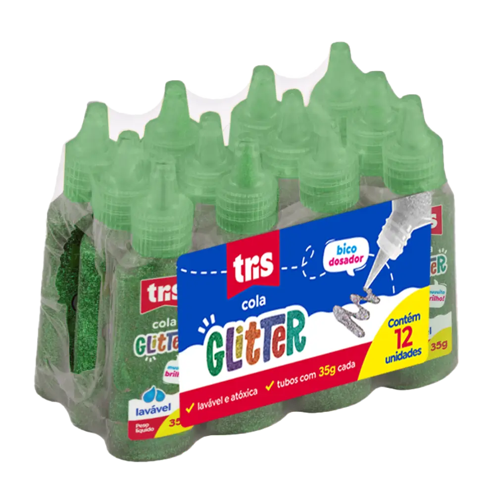 Cola Glitter - 35g - Shrink C/12 un - Verde - Tris - Imagem 1