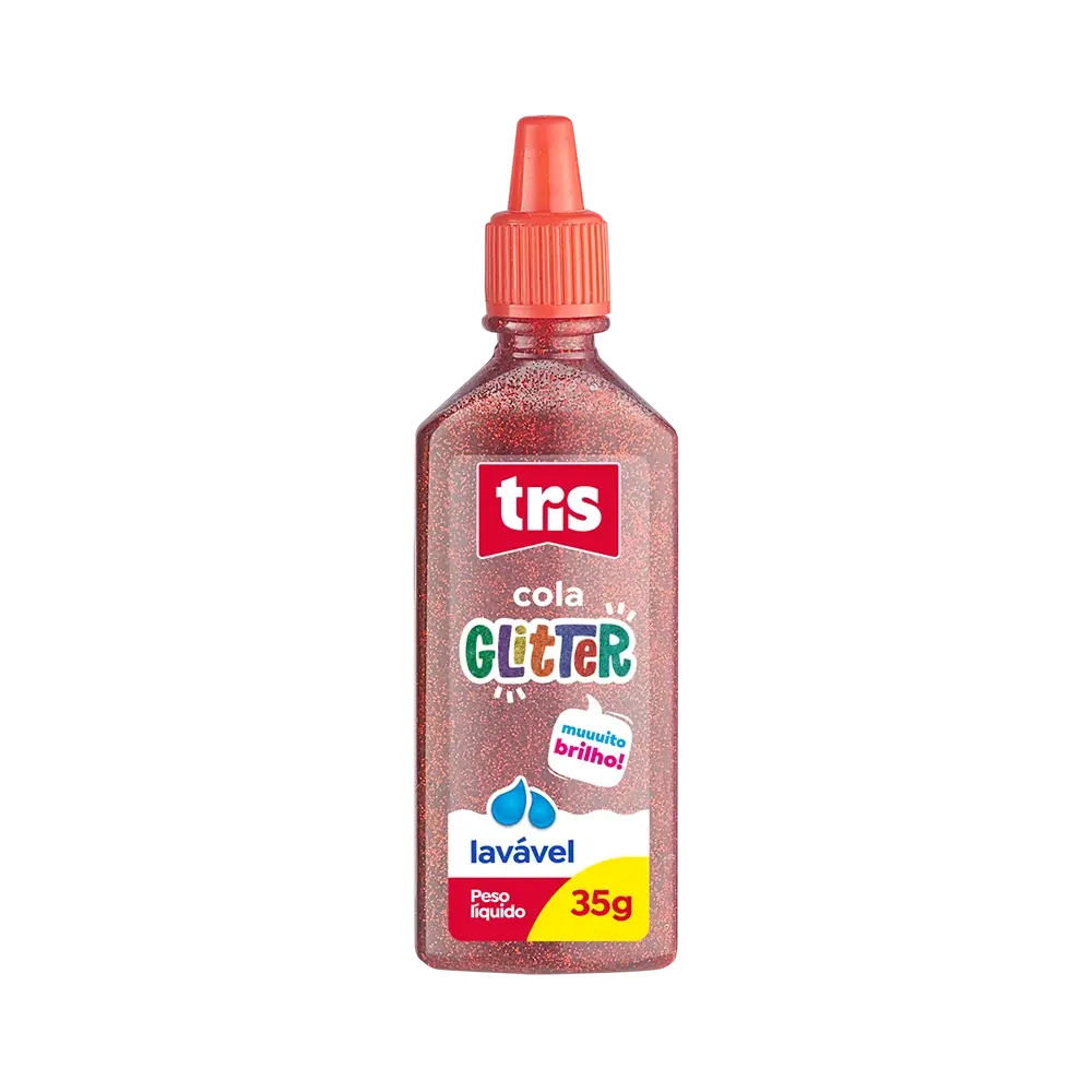 Cola Glitter - 35g - Shrink C/12 un - Vermelha - Tris - Imagem 2