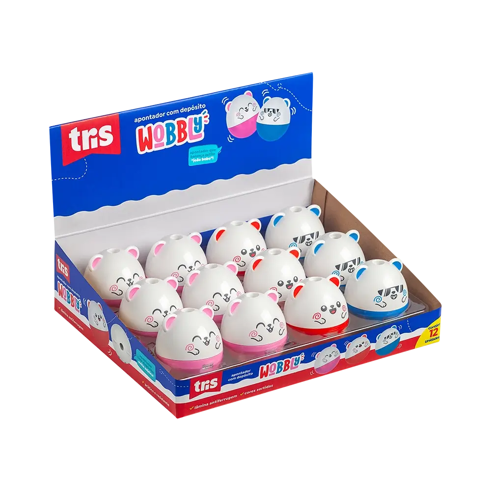 Apontador com Depósito Wobbly - Cores Sortidas - Display C/12 un - Tris - Imagem 1