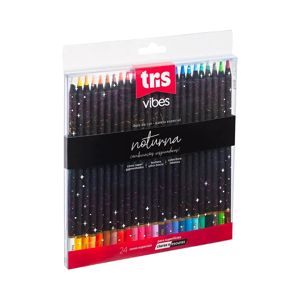 Lápis de Cor Vibes - Tons Noturna - 24 Cores - Tris - Imagem 1