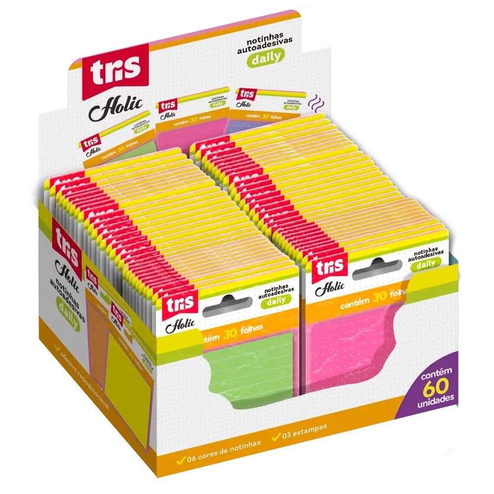 Notas Autoadesivas Daily Holic Pop - 76 X 76mm - Display C/40 un – Tris - Imagem 1