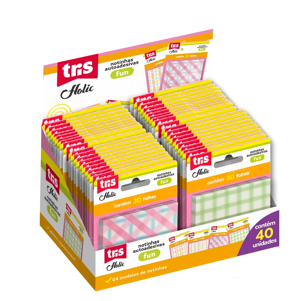 Notas Autoadesivas Fun Holic Pop – 73 X 73mm - Display C/40 un - Tris - Imagem 1