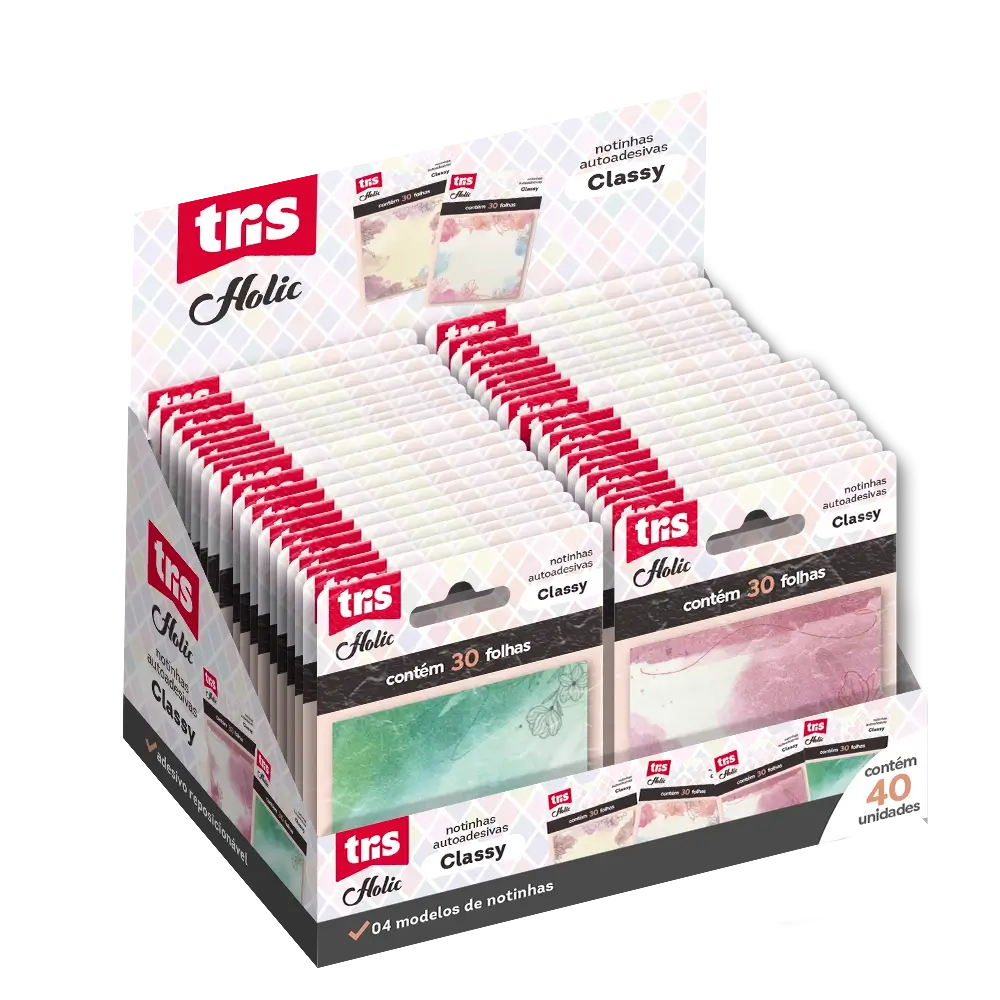 Notas Autoadesivas Classy Holic Fancy - 73 X 73mm - Display C/40 un -Tris - Imagem 1