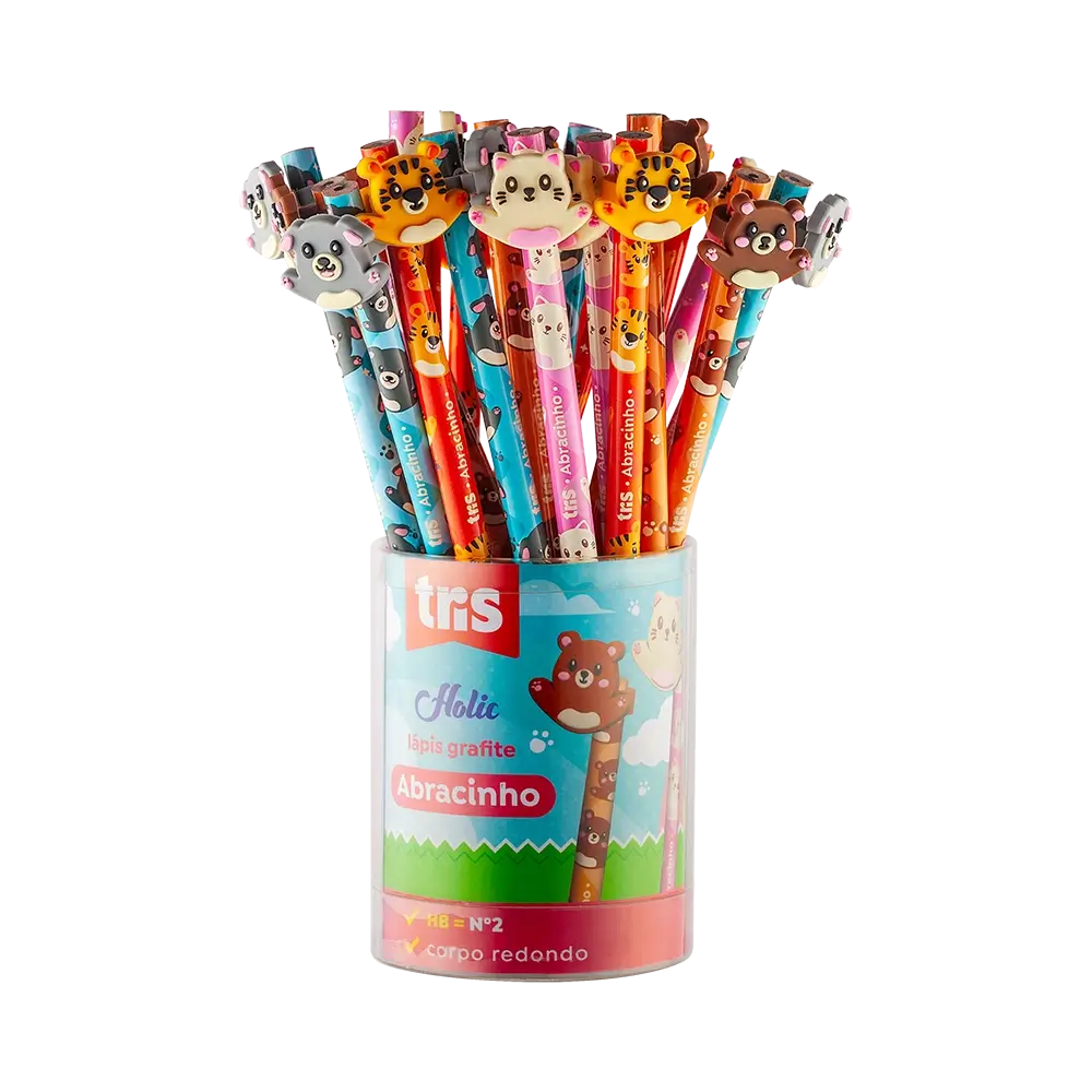 Lápis Grafite Com Topper Abracinho - Tris Holic Fofurices - HB - PoteC/24 UM - Imagem 1